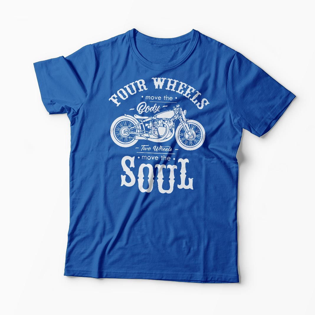 Tricou Motociclete Two Wheels Move The Soul - Bărbați-Albastru Regal